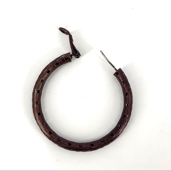 Lia Sophia Cutting Edge Brown Gold Hoop Earrings - Picture 8 of 12